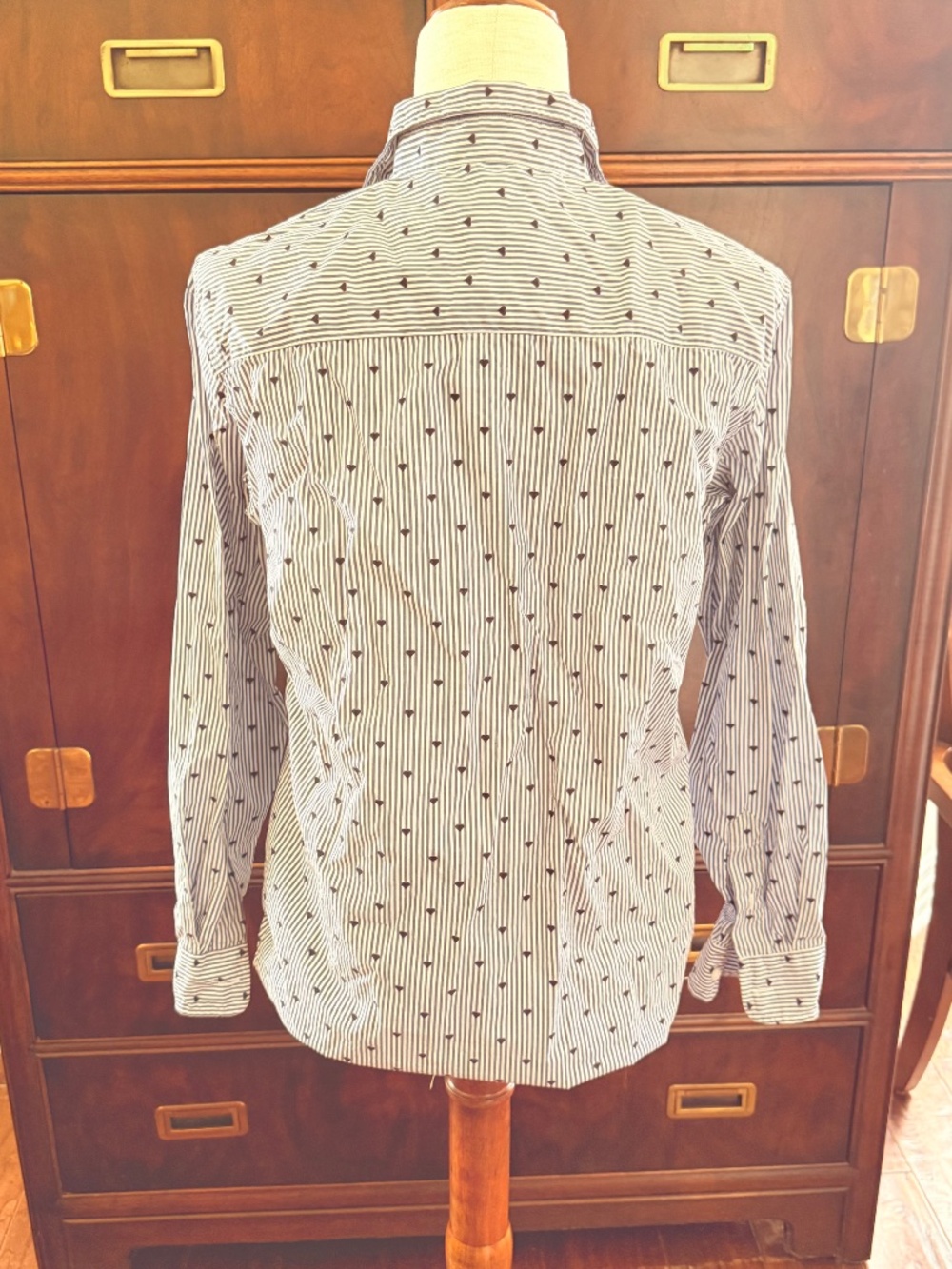 Frank & Eileen Frank Navy Hearts Striped Button Down M - Picture 9 of 11